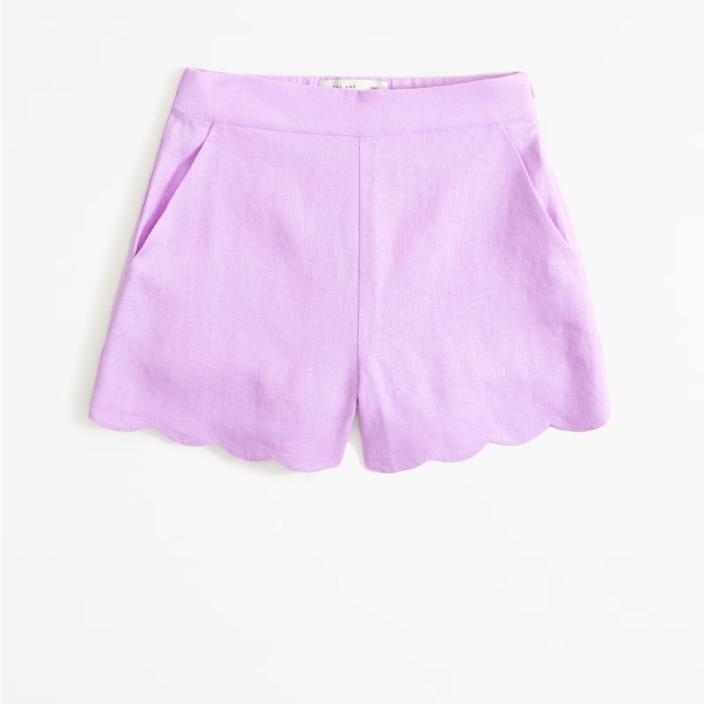 Abercrombie Linen Collection Lavender Scalloped Hem Women's Shorts
